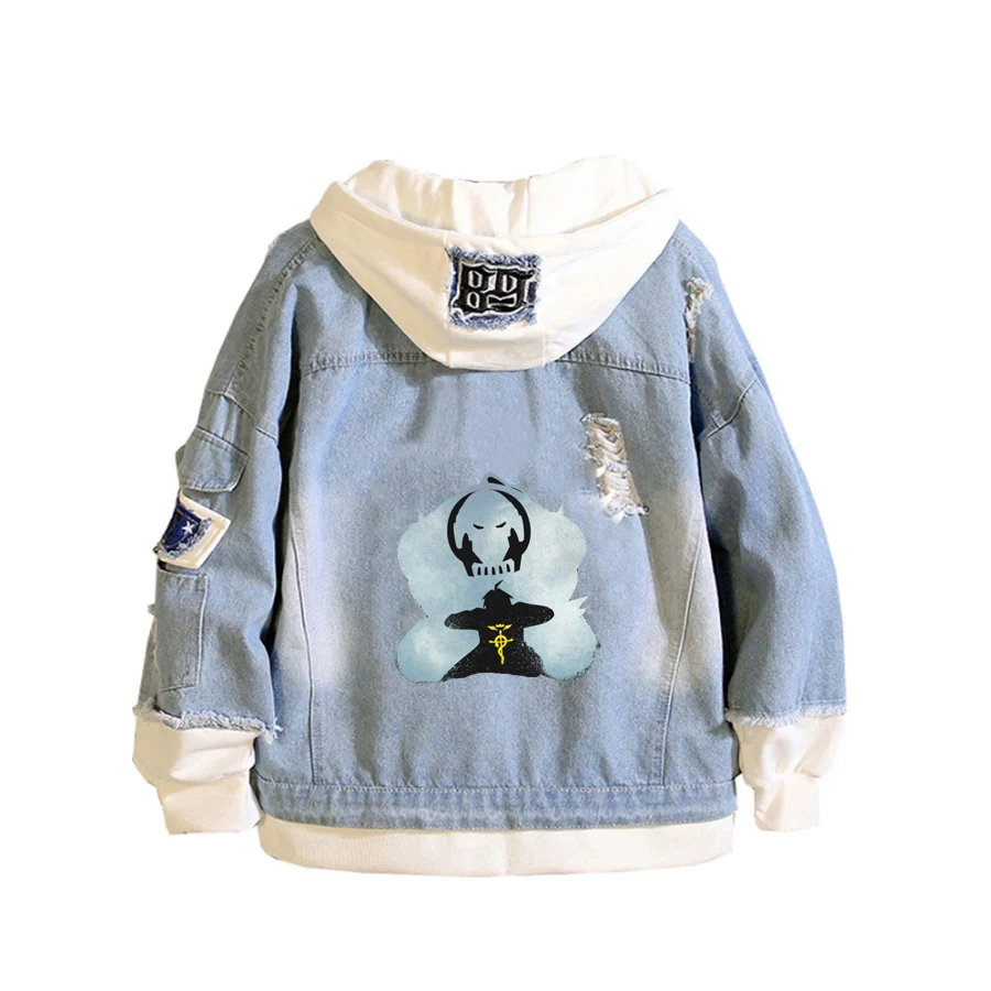 Anime Fullmetal Alchemist Coat Teens cowboy Cosplay Jacket Men Women Casual Denim Hooded Loose coat Cartoon Hooded
Anime Fullmetal Alchemist Coat Teens cowboy Cosplay Jacket Men Women Casual Denim Hooded Loose coat Cartoon Hooded