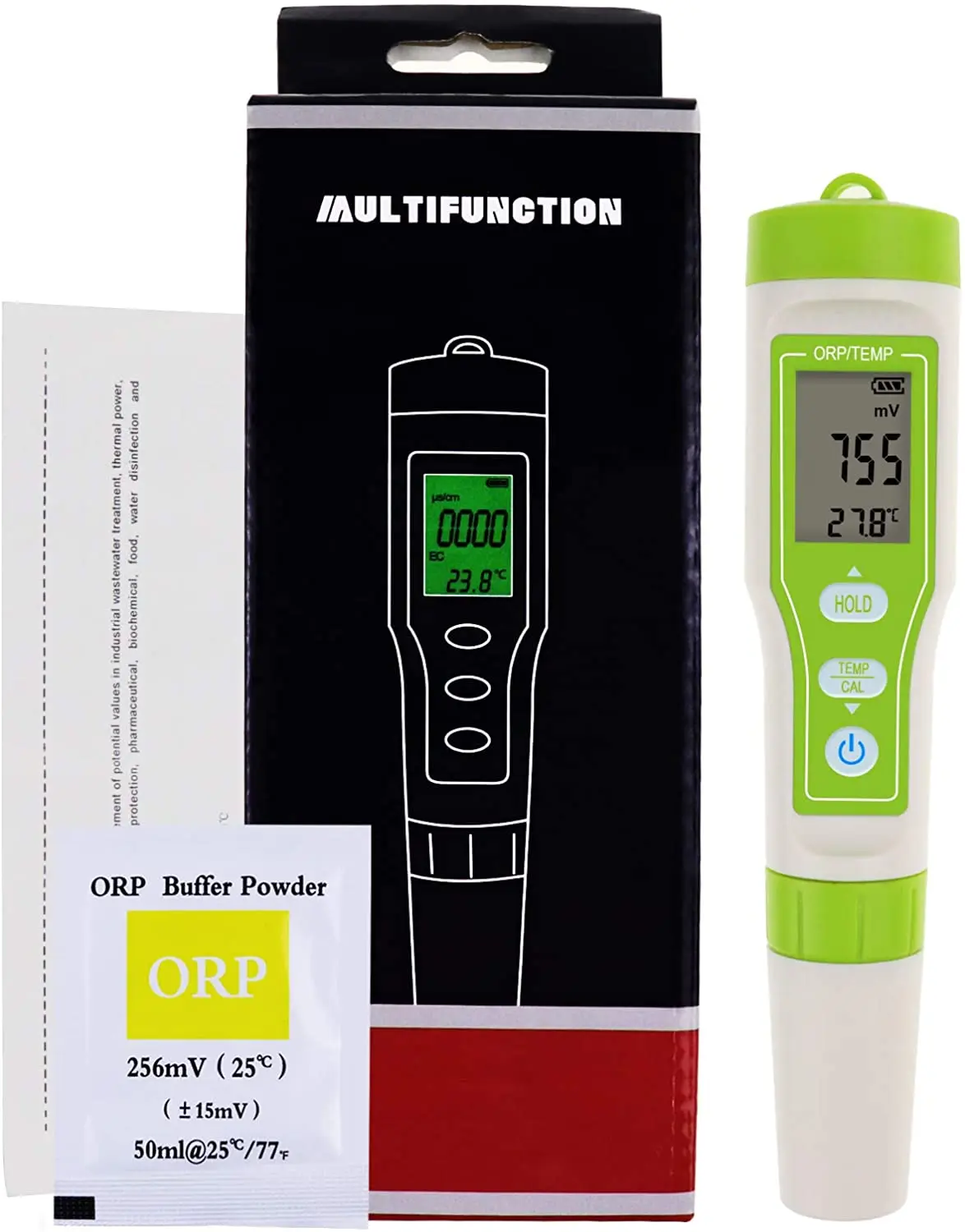 ORP Tester -1200~1200mV with ORP Calibration Buffer Powder for Water Quality Measurement 2mV High Accuracy Oxidation Reduction
ORP Tester -1200~1200mV with ORP Calibration Buffer Powder for Water Quality Measurement 2mV High Accuracy Oxidation Reduction