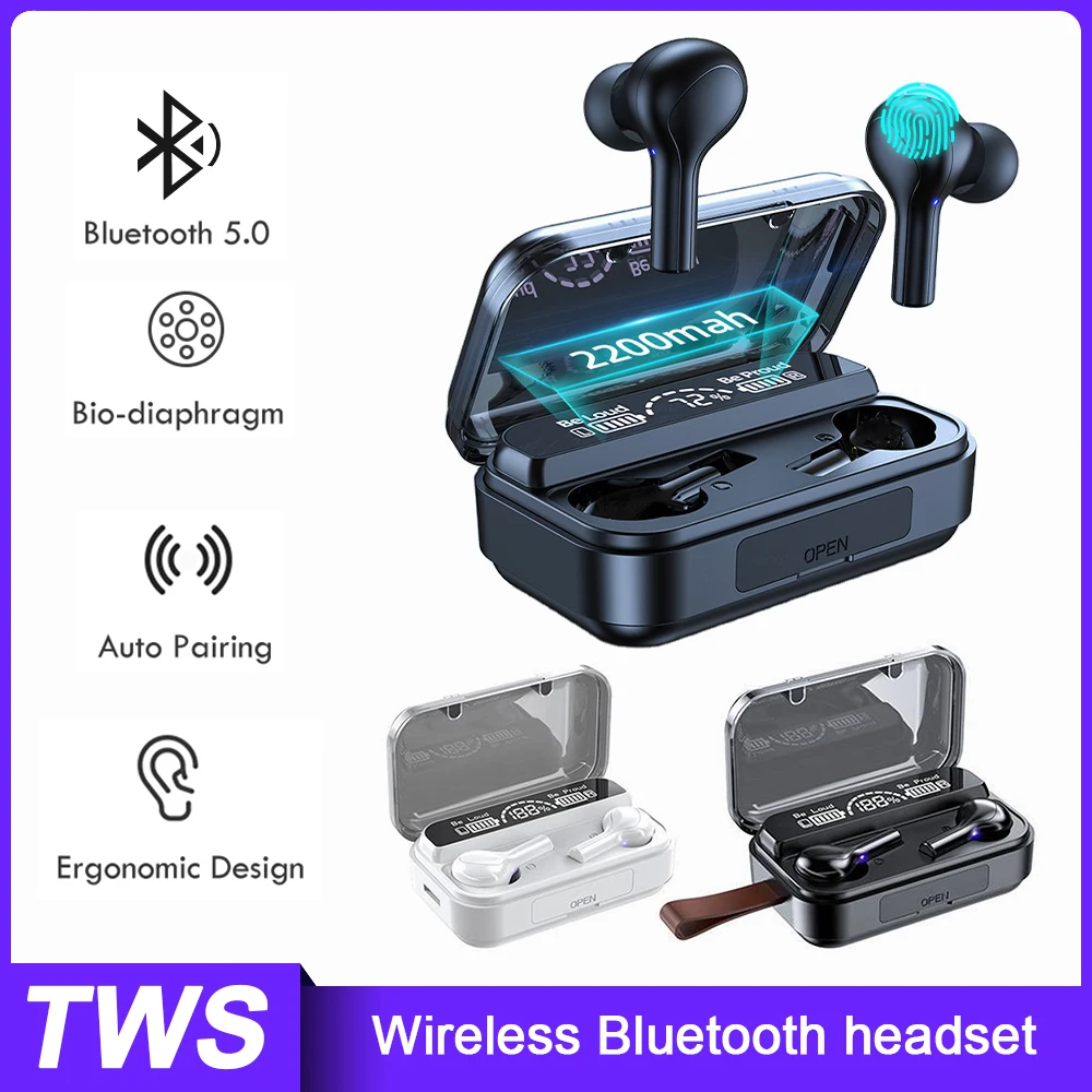 Wireless Bluetooth Earphones TWS 5.0 Sport Waterproof 9D HiFi Stereo Sound Noise Reduction Touch Music Earbuds with Microphone
Wireless Bluetooth Earphones TWS 5.0 Sport Waterproof 9D HiFi Stereo Sound Noise Reduction Touch Music Earbuds with Microphone