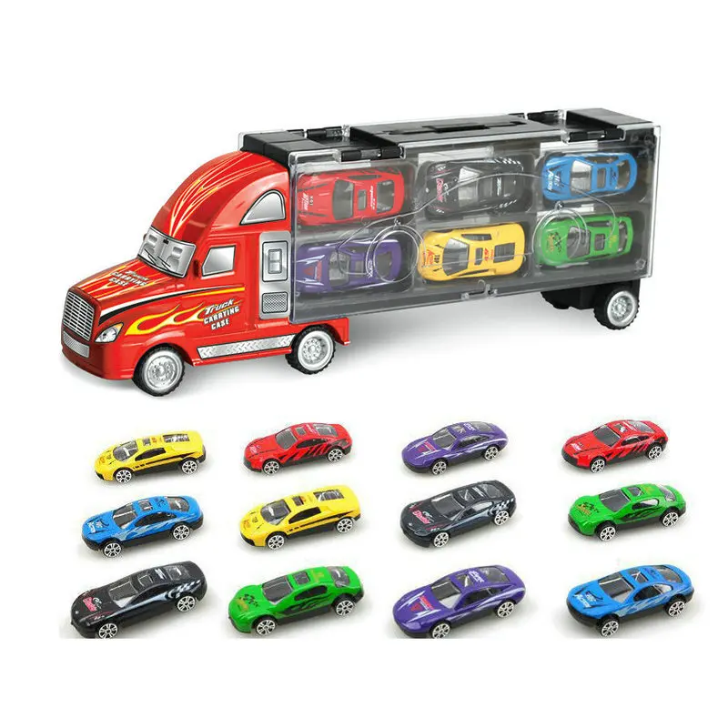 Hot Big Transporter Heavy Truck with 12 Pcs Mini Metal Car Portable Container Truck Model Wheels Car Storage Box Boys Toys Gift
Hot Big Transporter Heavy Truck with 12 Pcs Mini Metal Car Portable Container Truck Model Wheels Car Storage Box Boys Toys Gift