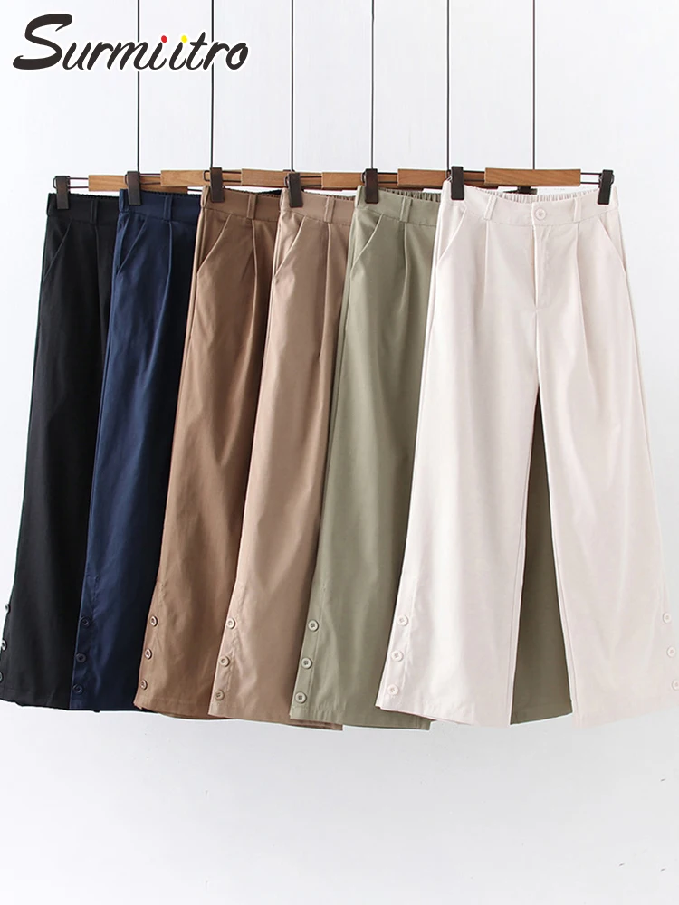 SURMIITRO 2021 Fashion Autumn Winter Casual Long Pants Women Korean Style Button Split Elastic High Waist Trouser Female
SURMIITRO 2021 Fashion Autumn Winter Casual Long Pants Women Korean Style Button Split Elastic High Waist Trouser Female
