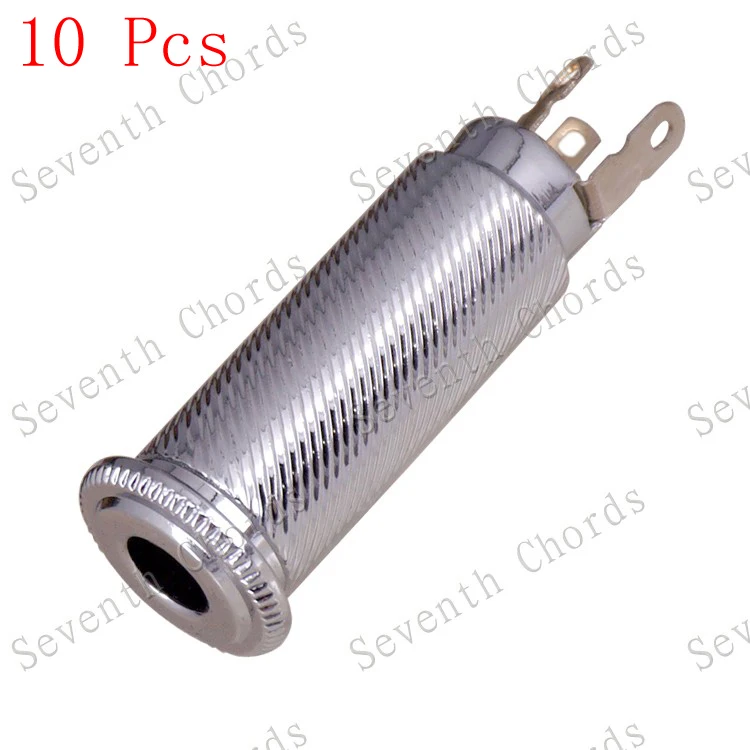 10 Pcs Chrome Knurled Cylinder 1/4" 6.35mm Output Input Jack Plug Socket for Guitar Bass Replacement - made of Brass
10 Pcs Chrome Knurled Cylinder 1/4" 6.35mm Output Input Jack Plug Socket for Guitar Bass Replacement - made of Brass