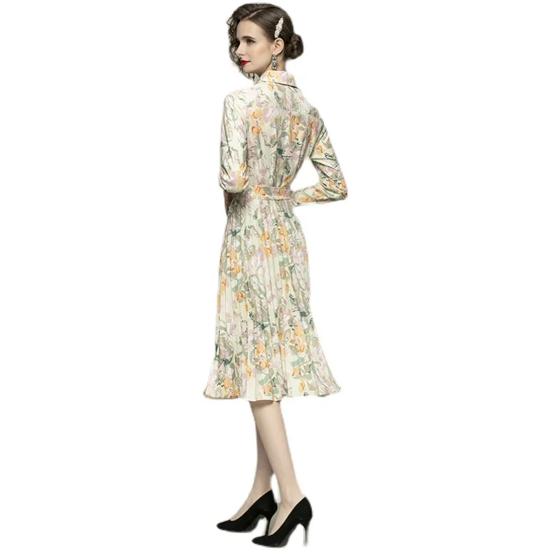 Fashion Women Spring Long Sleeve Turn Down Collar Printing Elegant Pleated Dress Blouse Dresses
Fashion Women Spring Long Sleeve Turn Down Collar Printing Elegant Pleated Dress Blouse Dresses