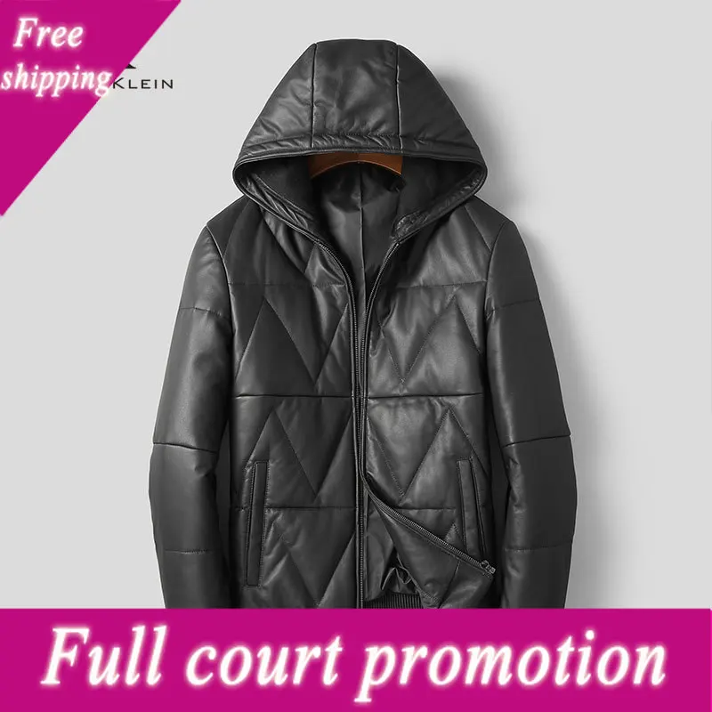 Мужской пуховик из натуральной кожи, с капюшоном и утиным пухом
Мужской пуховик из натуральной кожи, с капюшоном и утиным пухом