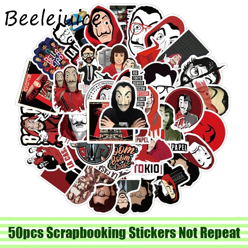 50pcs Money Heist house of paper Stickers paster anime movie decals scrapbooking diy phone laptop waterproof home decorations
50pcs Money Heist house of paper Stickers paster anime movie decals scrapbooking diy phone laptop waterproof home decorations