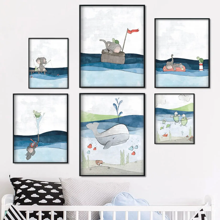 Blue Sea Whale Elephant Turtle Cartoon Wall Art Canvas Painting Nordic Posters And Prints Wall Pictures For Baby Kids Room Decor
Blue Sea Whale Elephant Turtle Cartoon Wall Art Canvas Painting Nordic Posters And Prints Wall Pictures For Baby Kids Room Decor