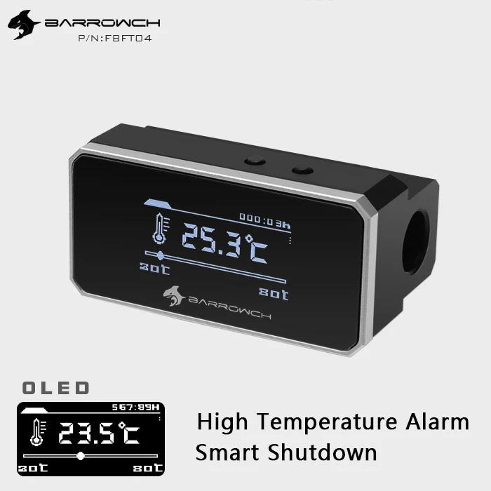 Barrowch OLED Digital Display Water Temperature Meter Thermometer High Temperature Alarm Water Cooler Fitting FBFT04
Barrowch OLED Digital Display Water Temperature Meter Thermometer High Temperature Alarm Water Cooler Fitting FBFT04