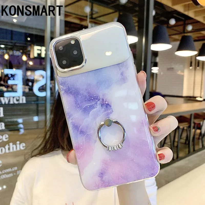 Фото Чехол для VIVO S5 S1 Pro V17 с кольцом пальцев Мраморное покрытие зеркальный чехол