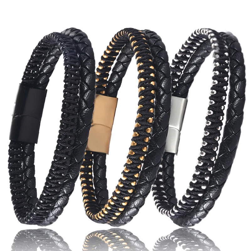 MingAo Fashion Rose Gold Black Golden Charms Bead Custom Chain Bracelet Set for Women Stainless Steel Leather Man Bracelet Gift
MingAo Fashion Rose Gold Black Golden Charms Bead Custom Chain Bracelet Set for Women Stainless Steel Leather Man Bracelet Gift