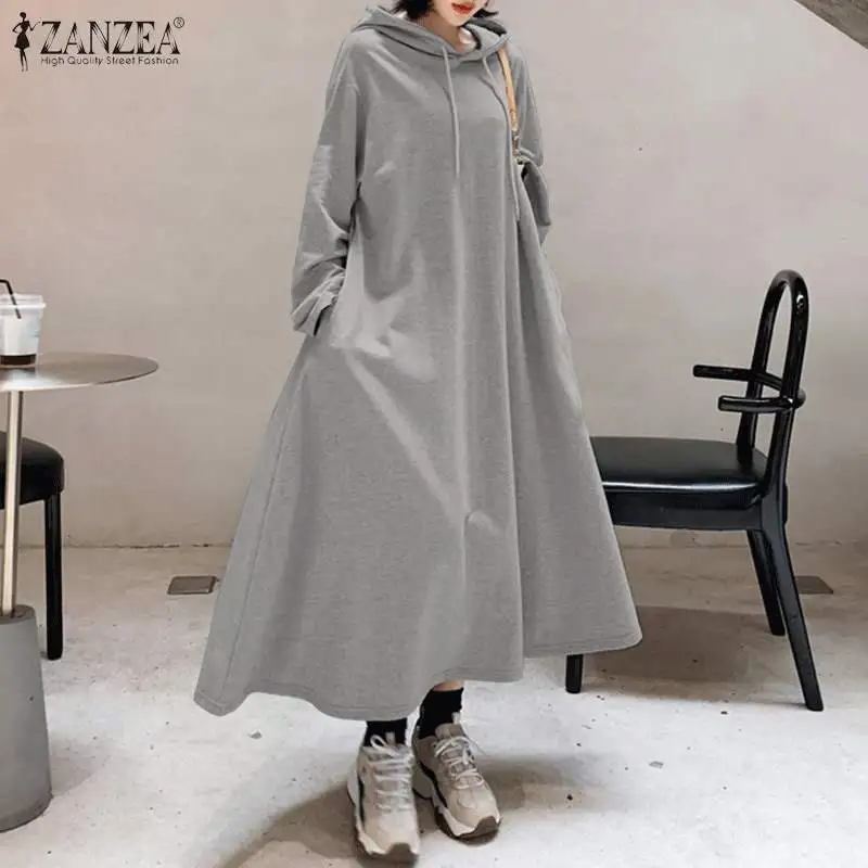 Stylish Hooded Hoodies Dress Women Autumn Sweatshirts 2022 ZANZEA Casual Long Sleeve Maxi Vestidos Female Solid Robe Oversized
Stylish Hooded Hoodies Dress Women Autumn Sweatshirts 2022 ZANZEA Casual Long Sleeve Maxi Vestidos Female Solid Robe Oversized
