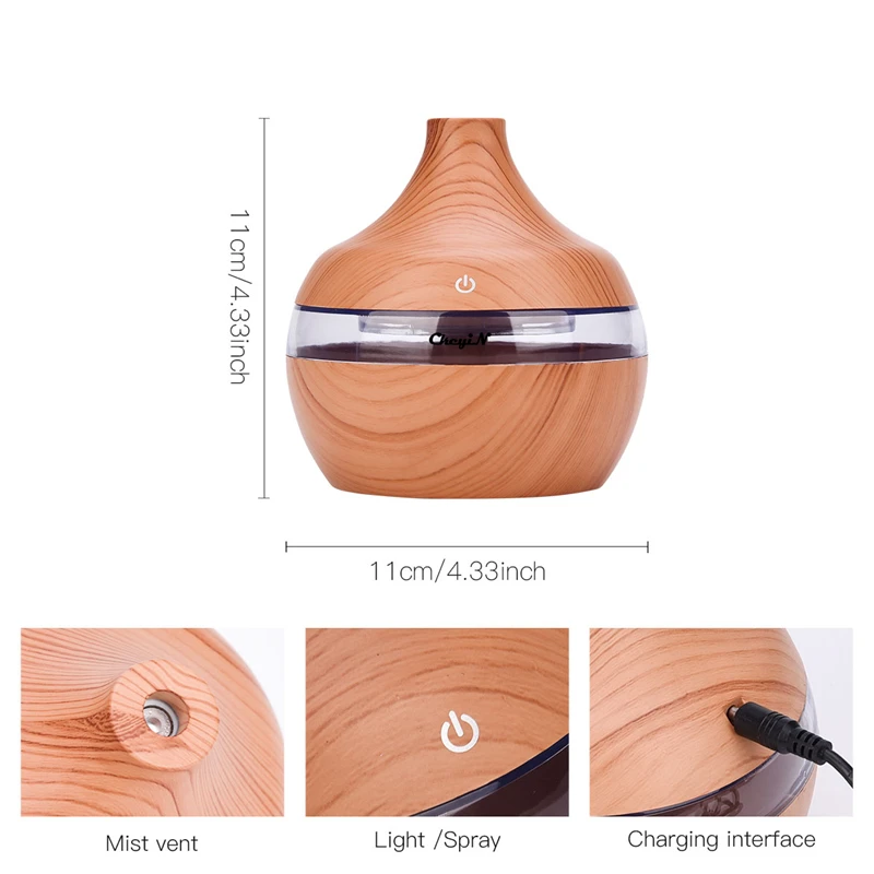 300ml Mini USB Electric Aromatherapy Air Humidifier Wood Grain 7 Color LED Lights Essential Oil Aroma Diffuser without Radiation
300ml Mini USB Electric Aromatherapy Air Humidifier Wood Grain 7 Color LED Lights Essential Oil Aroma Diffuser without Radiation