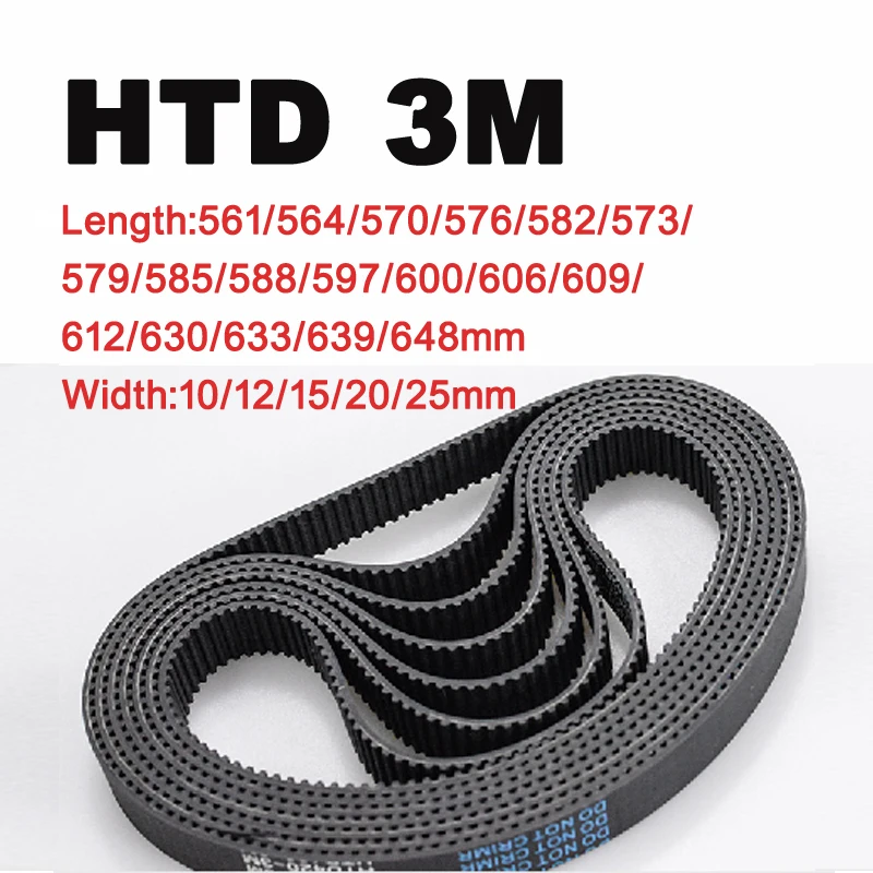 

2pieces HTD 3M Timing Belt 561/564/570/576/582/573/579/585/588/597/600/606/609/612/630/633/639/648mm Rubber Arc Drive Belts
