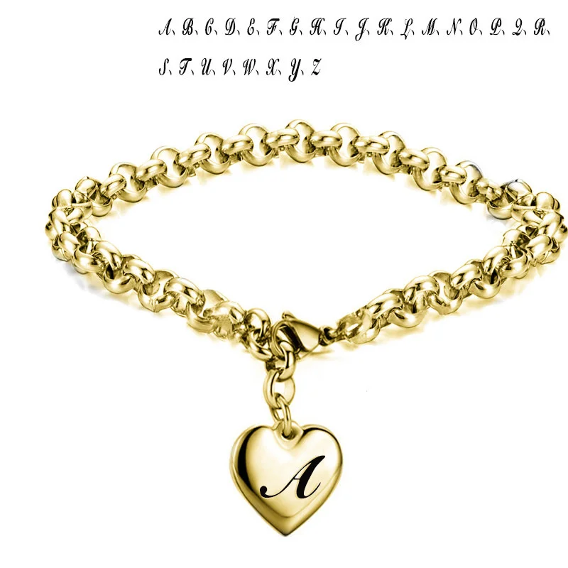 Stainless Steel Heart 26 Letters Bracelets Silver/Gold-Color Color Charm Alphabet Bangles For Women Trendy Jewelry Accessories
Stainless Steel Heart 26 Letters Bracelets Silver/Gold-Color Color Charm Alphabet Bangles For Women Trendy Jewelry Accessories