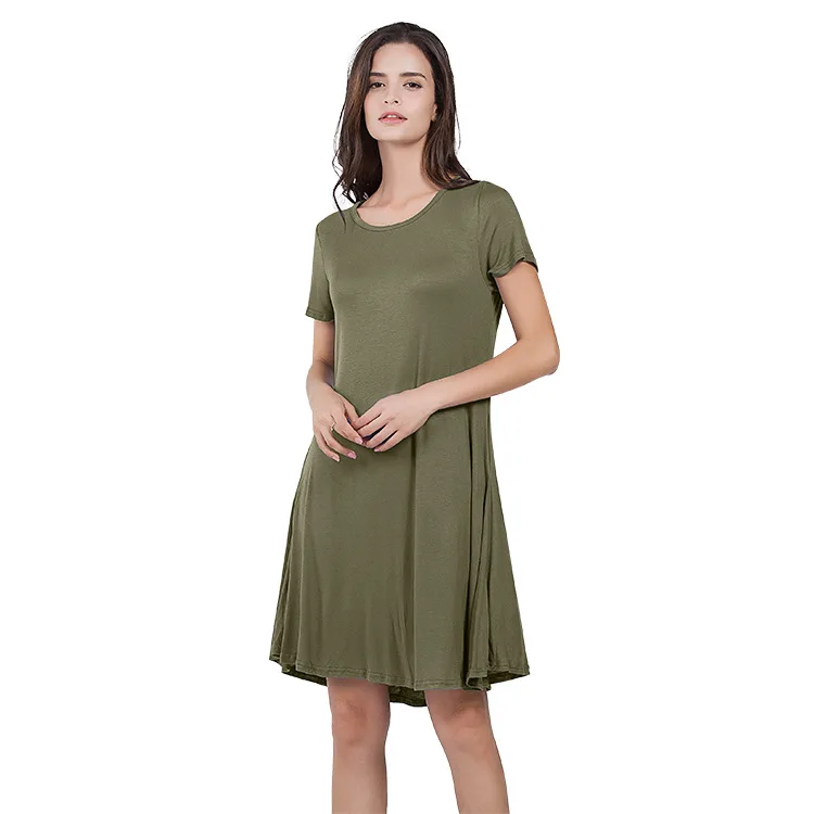 New Arrivals 2020 Summer Hot Sales Ladies Clothing Loose Short Sleeve Round Neck Solid Color Pocket Dress
New Arrivals 2020 Summer Hot Sales Ladies Clothing Loose Short Sleeve Round Neck Solid Color Pocket Dress
