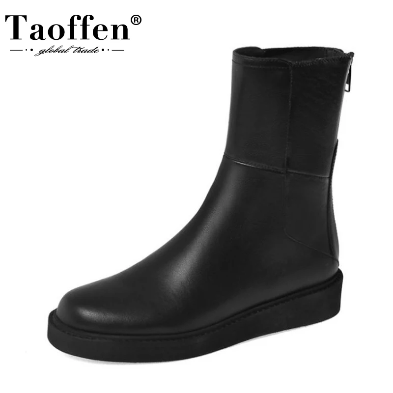 TAOFFEN New Woman Ankle Boots Genuine Leather Zipper Shoes Ladies For Winter Fashion Casual Short Boot Woman Footwear Size 35-39
TAOFFEN New Woman Ankle Boots Genuine Leather Zipper Shoes Ladies For Winter Fashion Casual Short Boot Woman Footwear Size 35-39