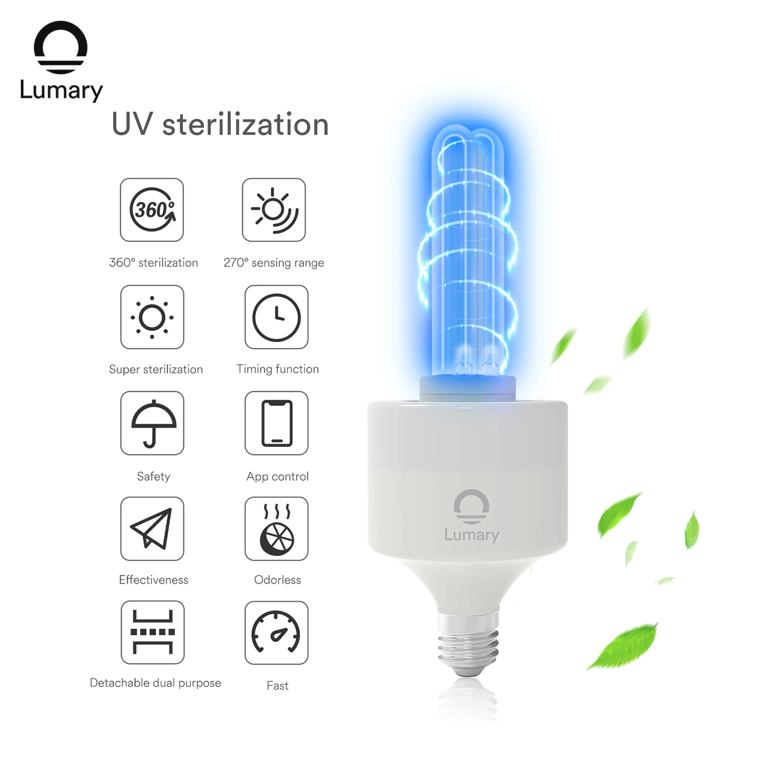 Lumary Ultraviolet Germicidal lamp 99.99% Sterilization Rate 20W Smart UV Sterilizer Lamp Work With Alexa Google for HomeBedroom 
Lumary Ultraviolet Germicidal lamp 99.99% Sterilization Rate 20W Smart UV Sterilizer Lamp Work With Alexa Google for HomeBedroom