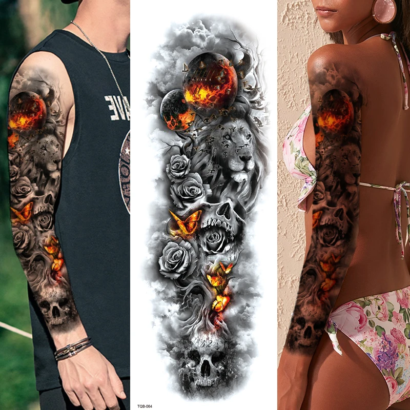 Large Waterproof Temporary Sleeve Tattoo Stickers Greek Mythology Skull Flower Body Art Realistic Full Arm Fake Tatoo Men Women
Large Waterproof Temporary Sleeve Tattoo Stickers Greek Mythology Skull Flower Body Art Realistic Full Arm Fake Tatoo Men Women