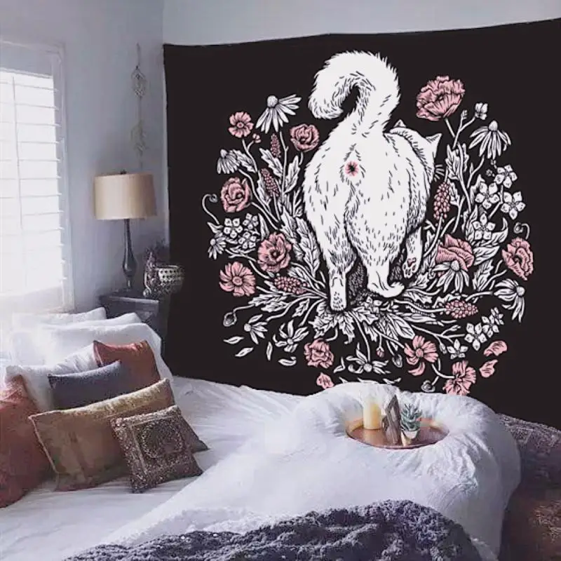 Black Tapestry Cat Flower Rose Tapestry Wall Hanging Cat Coven Wall Carpet Tapestries Tarot Ouija Witchcraft Boho Home Decor
Black Tapestry Cat Flower Rose Tapestry Wall Hanging Cat Coven Wall Carpet Tapestries Tarot Ouija Witchcraft Boho Home Decor