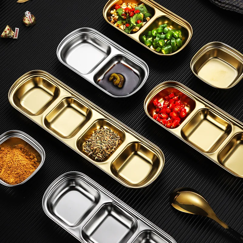 304 Stainless Steel Kitchen Sushi Vinegar Soy Sauce Plate Gold Silver Divided Small Seasoning Dish
304 Stainless Steel Kitchen Sushi Vinegar Soy Sauce Plate Gold Silver Divided Small Seasoning Dish