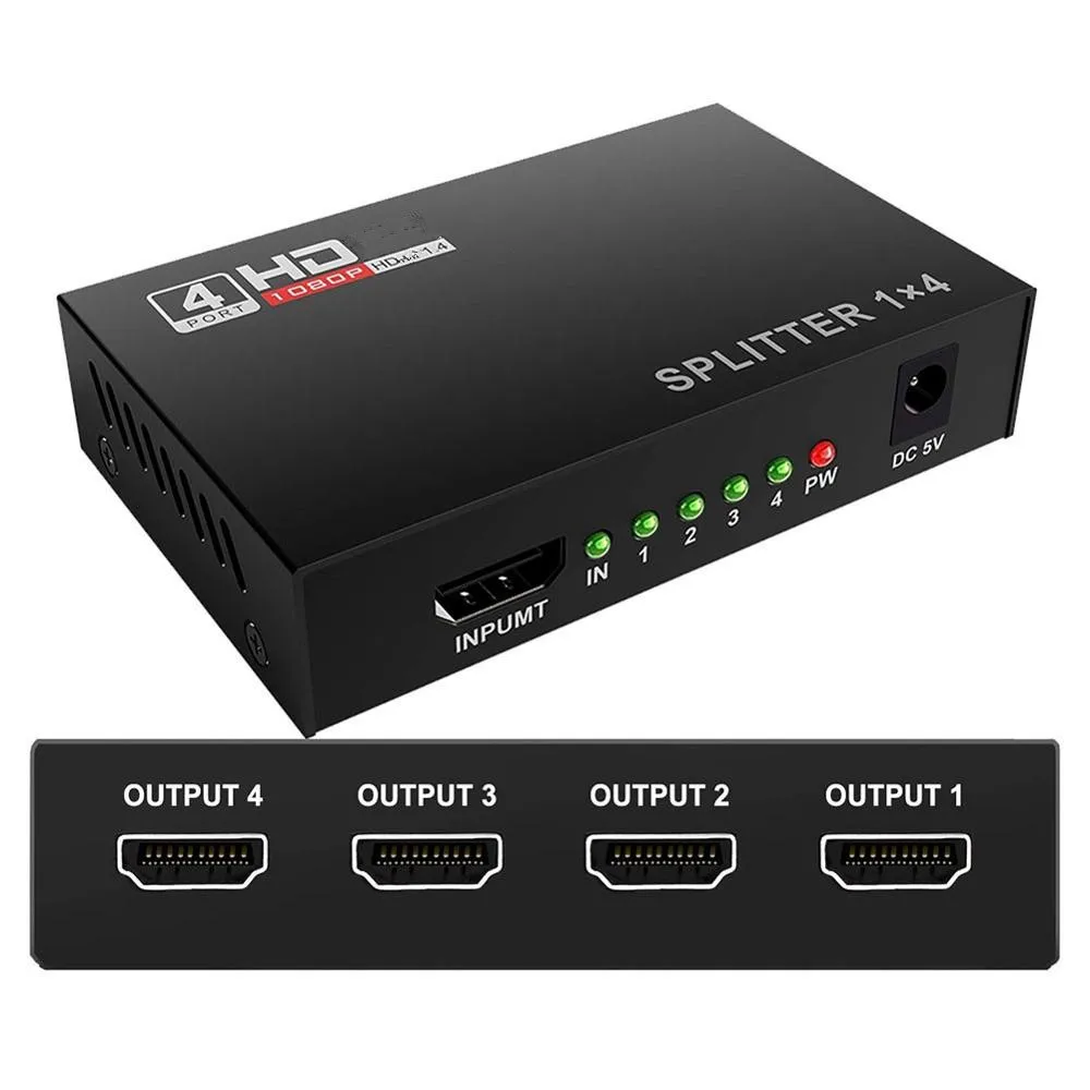 3D 1080P HDMI-compatible Splitter HDCP 1 in 4 out Power Signal Amplifier 1x4 Audio Spliter Switch HD Converter Adapter
3D 1080P HDMI-compatible Splitter HDCP 1 in 4 out Power Signal Amplifier 1x4 Audio Spliter Switch HD Converter Adapter