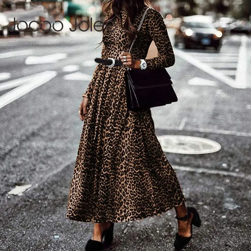 Jocoo Jolee Shirt Long Dress Women Vintage Leopard Print Long Sleeve O Neck Pleated Dress Casual Maxi Party Dress Oversized
Jocoo Jolee Shirt Long Dress Women Vintage Leopard Print Long Sleeve O Neck Pleated Dress Casual Maxi Party Dress Oversized