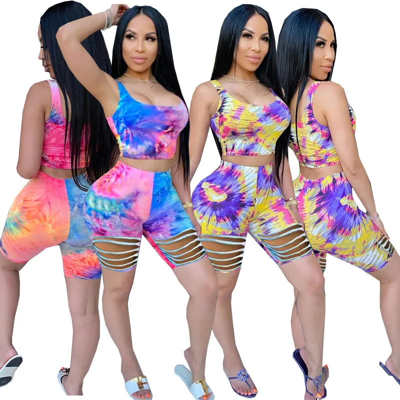 SUJYing 2021 Summer Fashion Sleeveless Casual Tie Dye Burnt Flower Two Piece Shorts Women's Wear
SUJYing 2021 Summer Fashion Sleeveless Casual Tie Dye Burnt Flower Two Piece Shorts Women's Wear