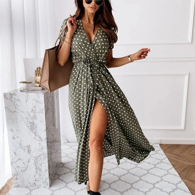 New summer V-neck Short Sleeve Dress Fashion Bohemian Large Size V-Neck Solid Color Printed Long Dresses vestido de mujer
New summer V-neck Short Sleeve Dress Fashion Bohemian Large Size V-Neck Solid Color Printed Long Dresses vestido de mujer