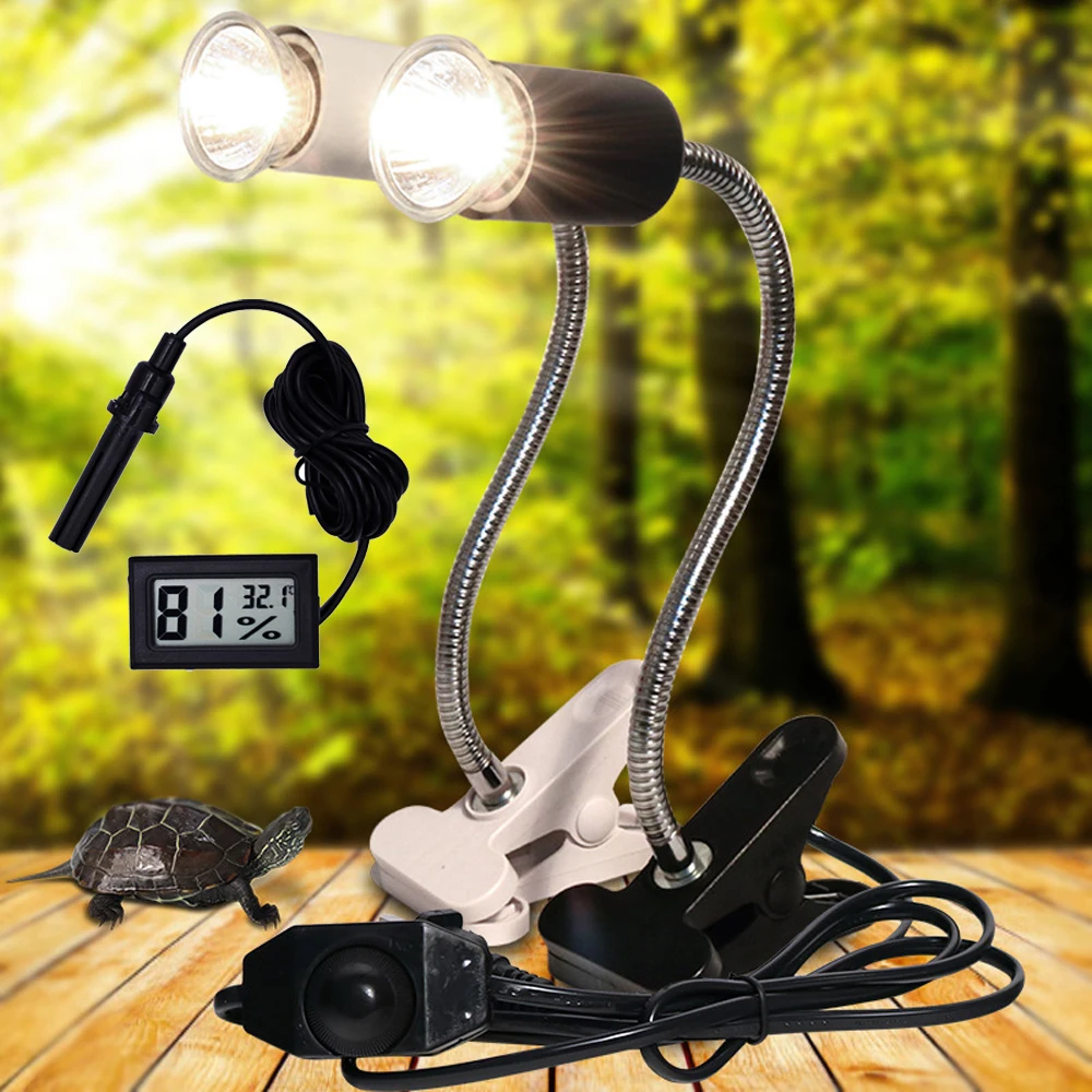 UVA+UVB 3.0 Reptile lamp Set with Clip-on Bulb Lamp Holder and Thermometer Hygrometer Turtle Tortoises Basking Heating Lamp Kit 
UVA+UVB 3.0 Reptile lamp Set with Clip-on Bulb Lamp Holder and Thermometer Hygrometer Turtle Tortoises Basking Heating Lamp Kit