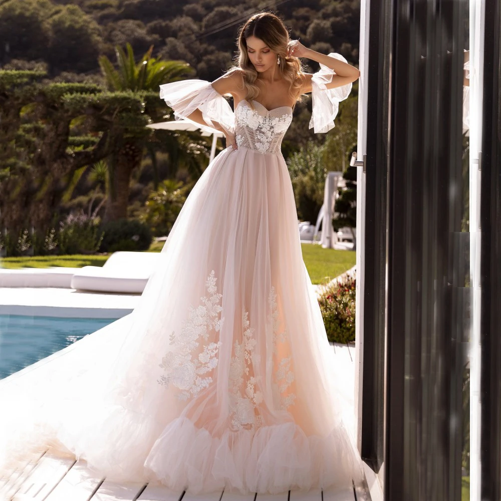 Sweetheart Glitter Tulle Appliques A Line Wedding Dress Bridal Gowns With Detachable Sleeves 2022 New Arrival Vestido De Noiva
Sweetheart Glitter Tulle Appliques A Line Wedding Dress Bridal Gowns With Detachable Sleeves 2022 New Arrival Vestido De Noiva