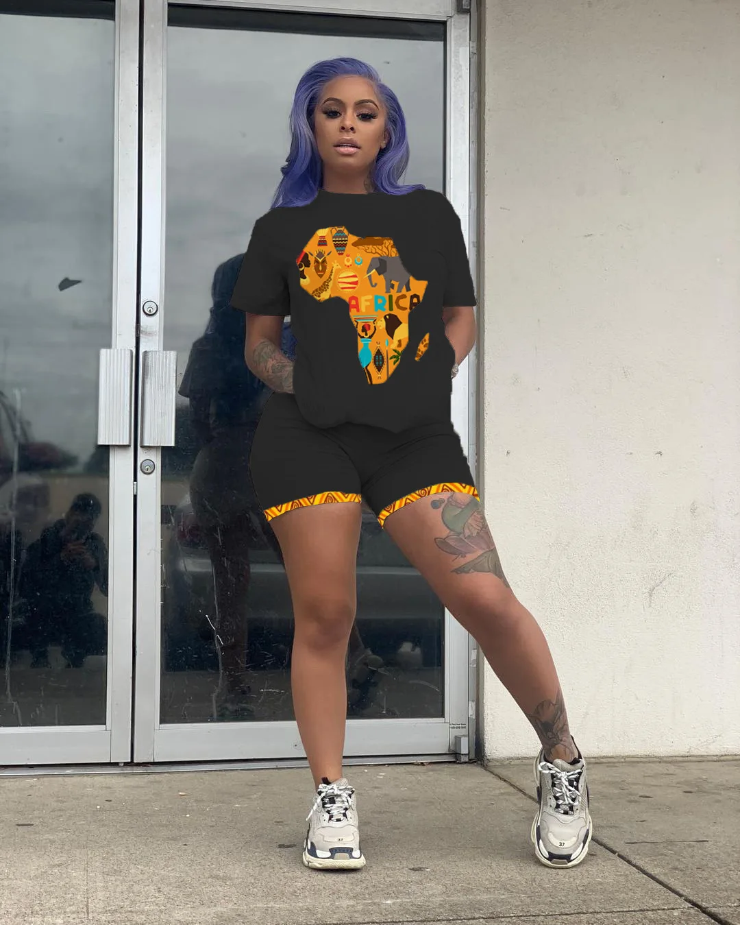 Two Piece Set Women Tracksuit African Clothes Ladies Clothing Africa Map Print T-shirt Tops and Shorts 2 Pieces Sets Outfits
Two Piece Set Women Tracksuit African Clothes Ladies Clothing Africa Map Print T-shirt Tops and Shorts 2 Pieces Sets Outfits