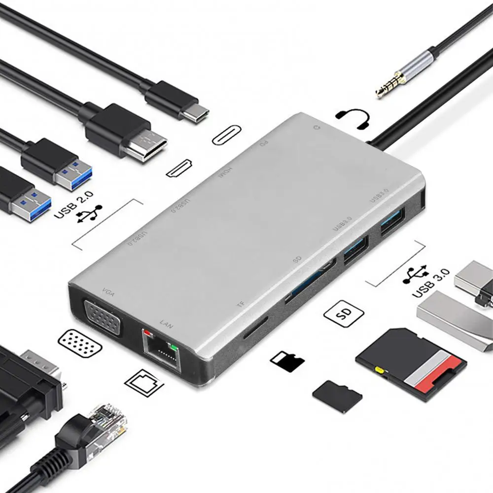USB-концентратор 11 в 1, USB Type C на 4K HDMI-совместимый адаптер USB 3,0 5 в 1, док-станция типа C для MacBook Pro Air USB C разветвитель
USB-концентратор 11 в 1, USB Type C на 4K HDMI-совместимый адаптер USB 3,0 5 в 1, док-станция типа C для MacBook Pro Air USB C разветвитель