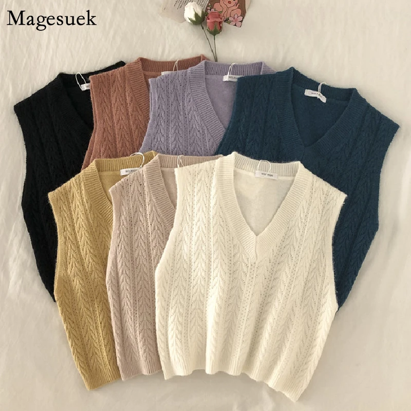 Women Korean Casual Sleeveless Loose Vest Autumn and Winter Knitted Sweater Vest V-neck Women Pullover Sweaters Pull Femme 16057
Women Korean Casual Sleeveless Loose Vest Autumn and Winter Knitted Sweater Vest V-neck Women Pullover Sweaters Pull Femme 16057