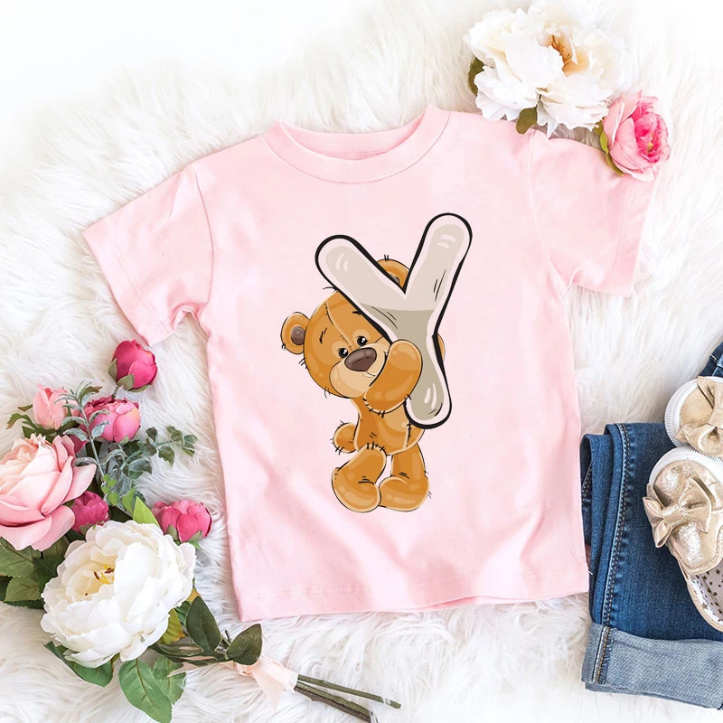 Новая летняя стильная розовая детская одежда футболка для девочек с рисунком