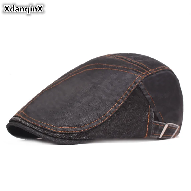 

XdanqinX 2020 New Adult Men's 100% Cotton Berets Adjustable Size Men Brands Cap British Retro Cloth Beret Vintage Tongue Caps