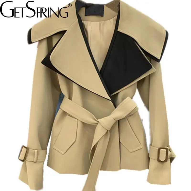 Getspring Женский Тренч, подходящий цвет, бандажная короткая ветровка, черный, хаки, винтажное короткое осенне-зимнее пальто 2021
Getspring Женский Тренч, подходящий цвет, бандажная короткая ветровка, черный, хаки, винтажное короткое осенне-зимнее пальто 2021