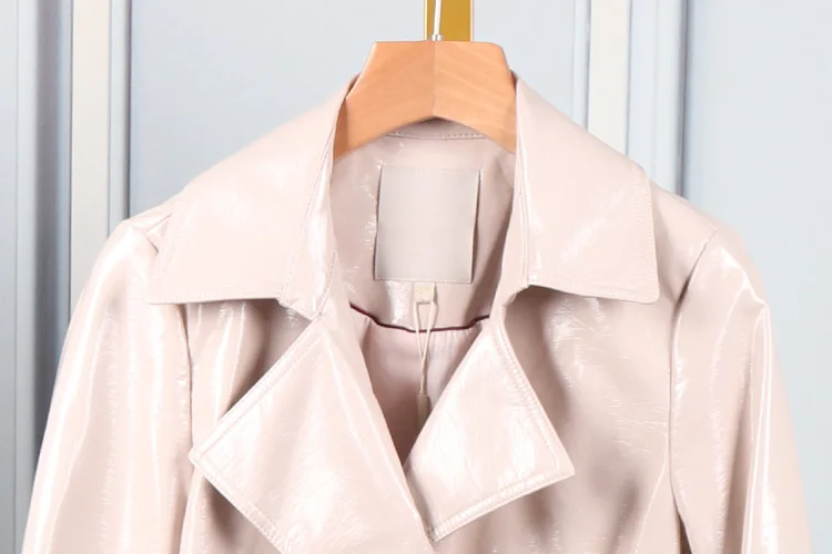 Double breasted Shiny patent leather jacket female Locomotive glossy pu leather outerwear Reflective pu leather jackets F1497 
Double breasted Shiny patent leather jacket female Locomotive glossy pu leather outerwear Reflective pu leather jackets F1497