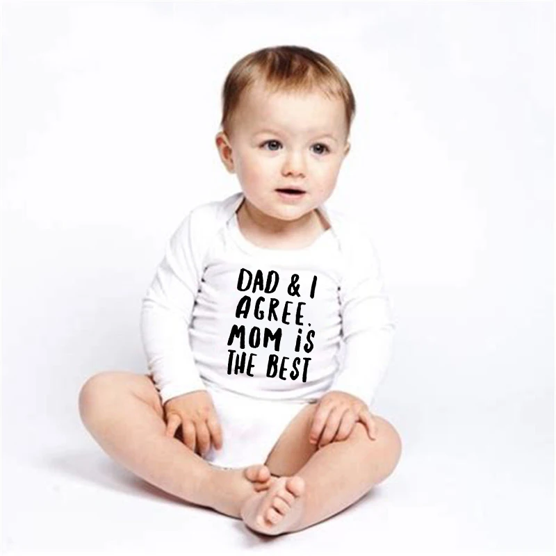 Dad and I Agree Mom Is The Best Baby Rompers Boys Girls Unisex Autumn Long Sleeve Funny Romper Toddler Playsuit Wear
Dad and I Agree Mom Is The Best Baby Rompers Boys Girls Unisex Autumn Long Sleeve Funny Romper Toddler Playsuit Wear