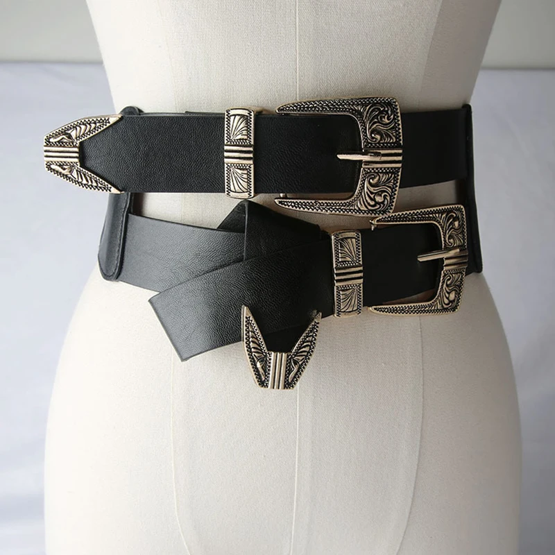 Women's Fashionable PU Leather Buckle Cummerbunds All-match Double-headed Buckle Belt Exquisite Metal Wide Waistbands
Women's Fashionable PU Leather Buckle Cummerbunds All-match Double-headed Buckle Belt Exquisite Metal Wide Waistbands