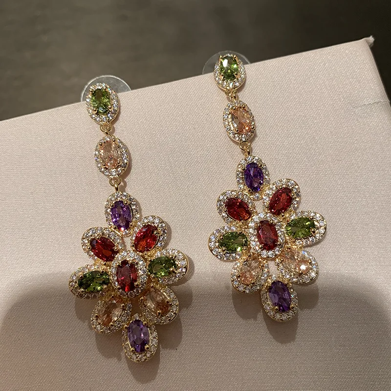 Luxury retro colorful flower zircon earrings earrings Joker tassel earrings 925 silver needle fashion long colorful
Luxury retro colorful flower zircon earrings earrings Joker tassel earrings 925 silver needle fashion long colorful