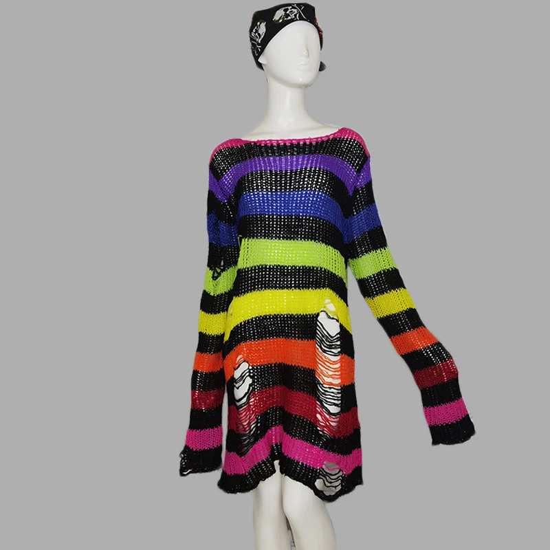 Plus Size Long Unisex Sweater Dress Cool Hollow Out Hole Broken Jumper Loose Rock Thin Sweter Women Man Striped
Plus Size Long Unisex Sweater Dress Cool Hollow Out Hole Broken Jumper Loose Rock Thin Sweter Women Man Striped