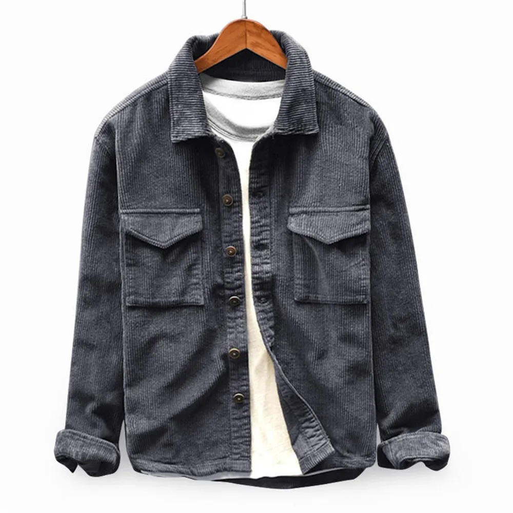 Wepbel Single-Breasted Jacket Corduroy Workwear Solid Color Lapel Shirts Tops Long Sleeve Men Jacket Tops Autumn Shirt Tops
Wepbel Single-Breasted Jacket Corduroy Workwear Solid Color Lapel Shirts Tops Long Sleeve Men Jacket Tops Autumn Shirt Tops