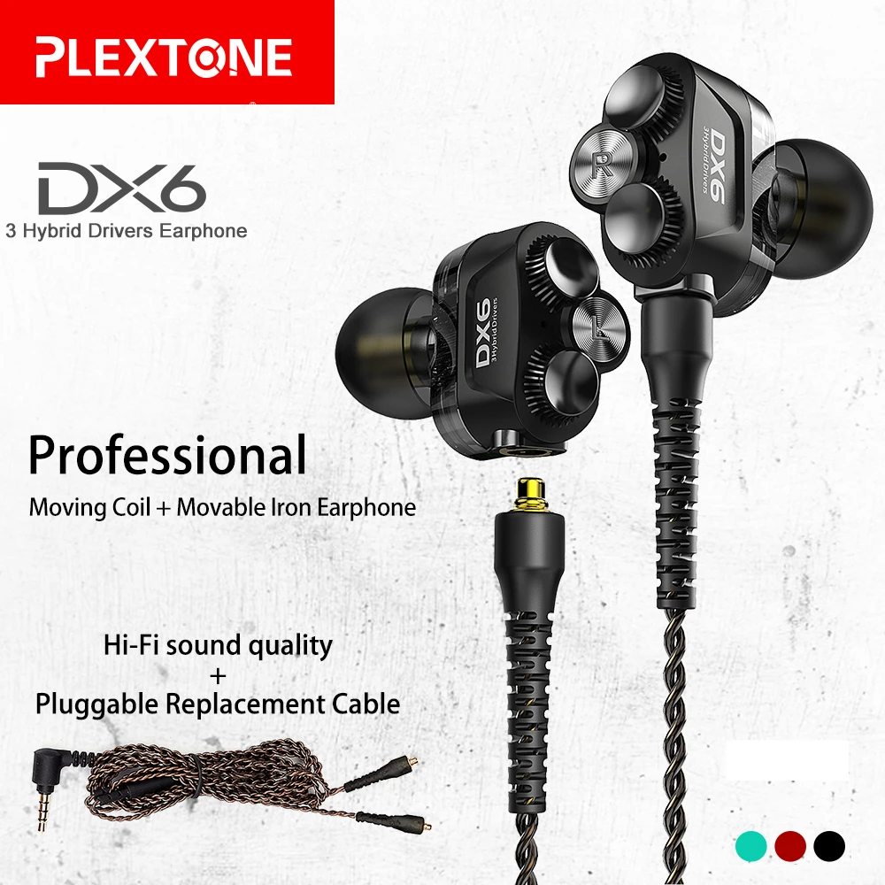 Наушники Plextone DX6 с двойным движущимся круглым проводом сменные стереонаушники