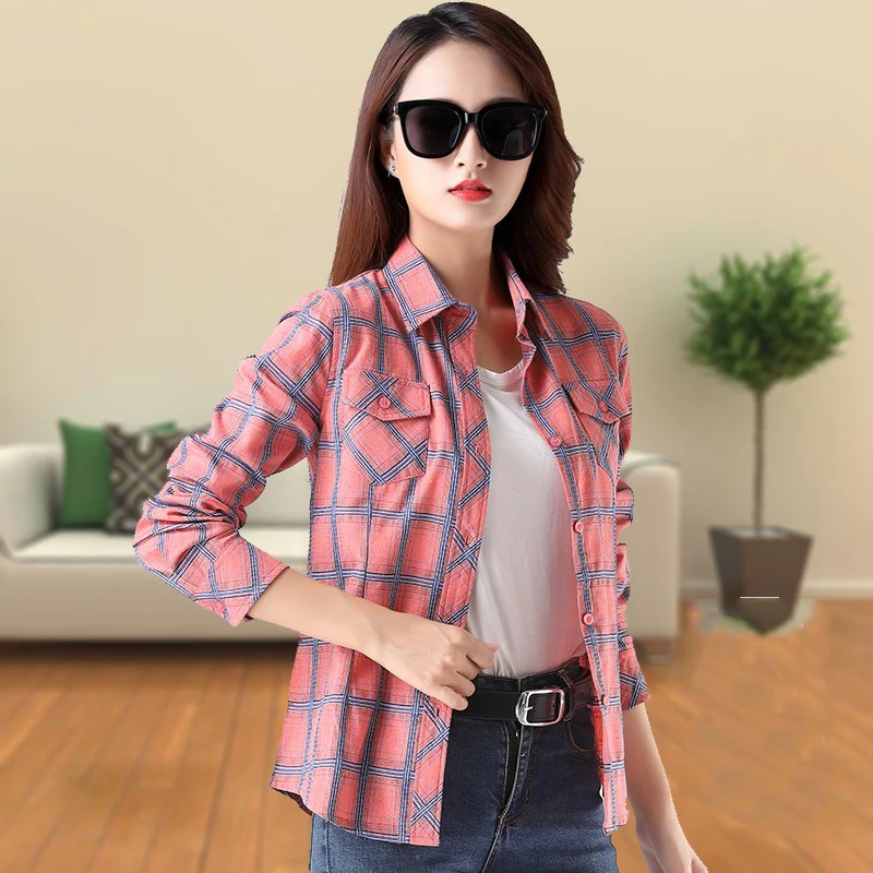 M-4X Women Shirt Spring Autumn 2021 New Fashion Plaid Stripe Long-sleeve Casual Loose Tops Cotton Blouse Girl's Shirts
M-4X Women Shirt Spring Autumn 2021 New Fashion Plaid Stripe Long-sleeve Casual Loose Tops Cotton Blouse Girl's Shirts