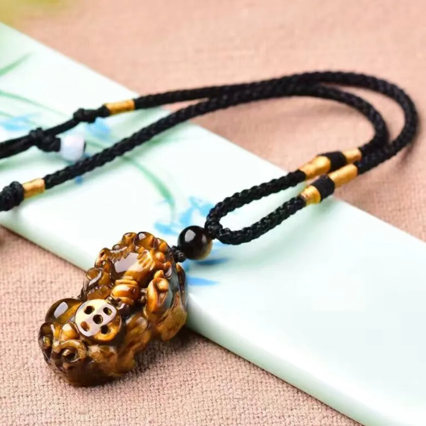 FYJS Unique Natural Tiger Eye Stone Fabulous Wild Beast Pendant Handmade Rope Chain Necklace Classic Jewelry
FYJS Unique Natural Tiger Eye Stone Fabulous Wild Beast Pendant Handmade Rope Chain Necklace Classic Jewelry