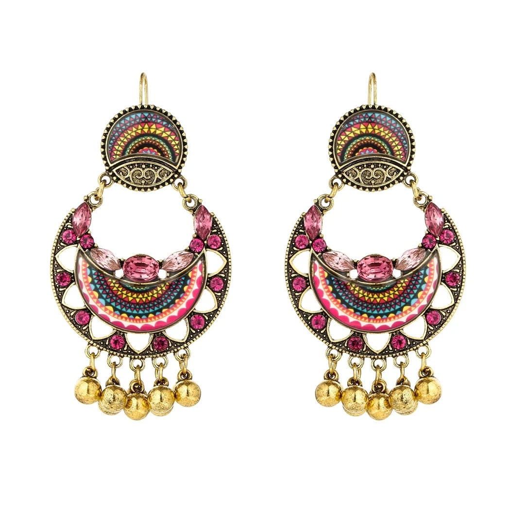 Vintage Colorful Indian Jewelry Jhumki Earrings For Women Afghan Ethnic Retro Round Big Bells Tassel Rhinestone Women's Earrings
Vintage Colorful Indian Jewelry Jhumki Earrings For Women Afghan Ethnic Retro Round Big Bells Tassel Rhinestone Women's Earrings