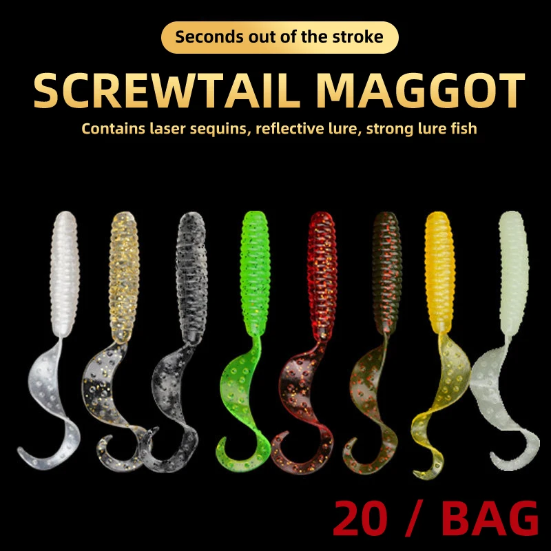 6.5cm Lengthened Screw Roll Tail Soft Lure Bait Tail Worms Artificial Silicone Soft Lure With Laser Sequins Maggot Worm Baits
6.5cm Lengthened Screw Roll Tail Soft Lure Bait Tail Worms Artificial Silicone Soft Lure With Laser Sequins Maggot Worm Baits