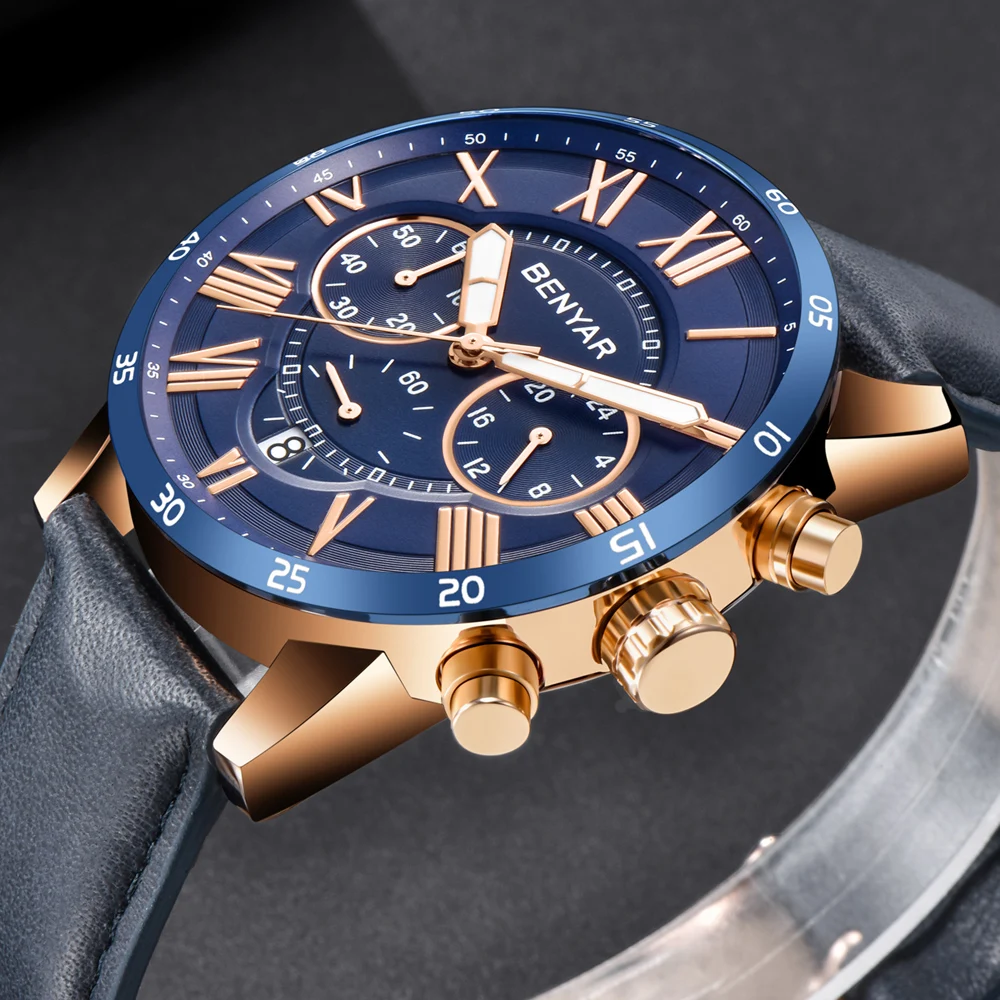 BENYAR mode chronographe Sport hommes montres Top marque de luxe étanche militaire montre horloge Relogio Masculino 2020|Кварцевые