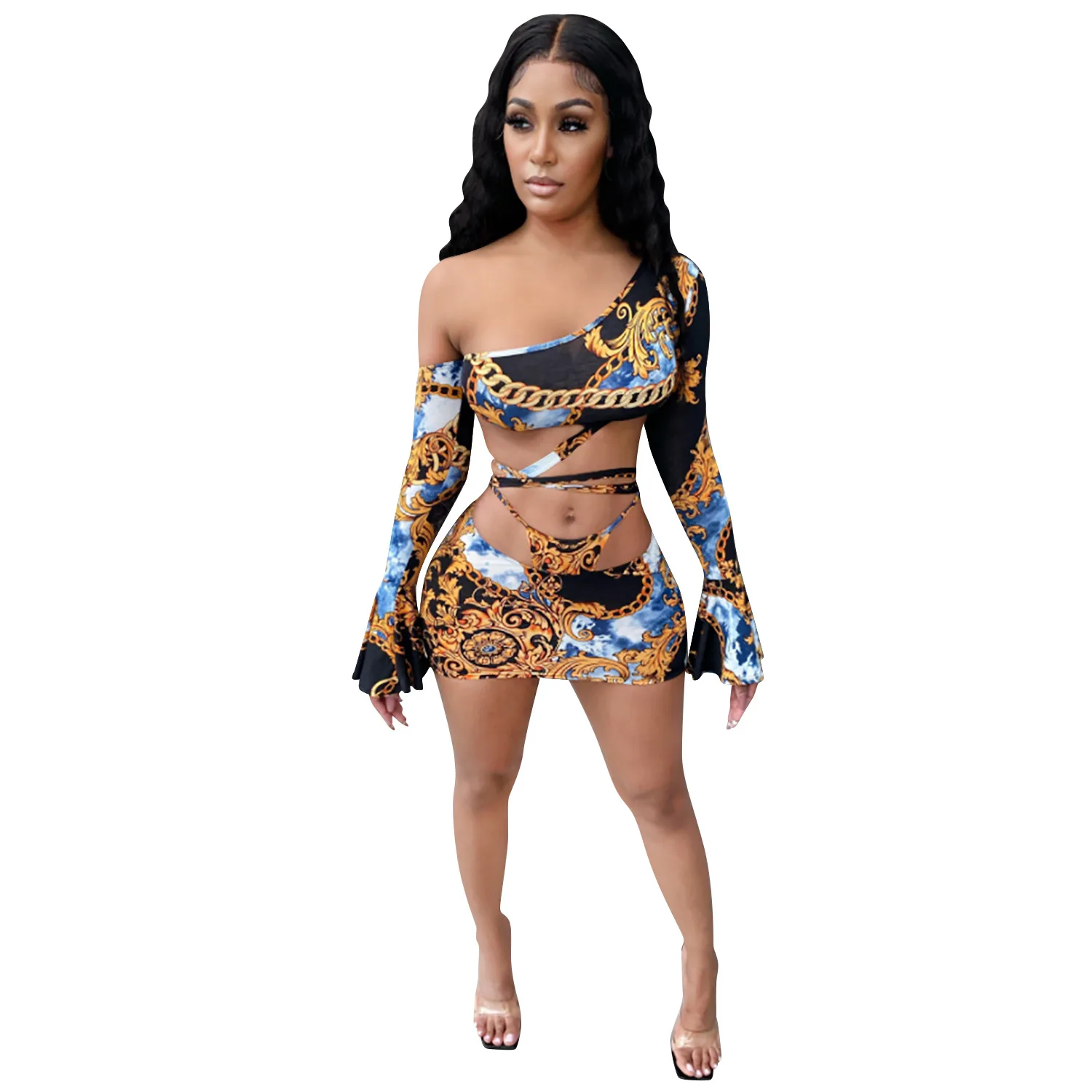 Cutubly Cut Out Women Set Outfit Autumn Winter Leopard Chain Print 2 Pieces Set One Shoulder Top Leggings Pant Fashion Tracksuit
Cutubly Cut Out Women Set Outfit Autumn Winter Leopard Chain Print 2 Pieces Set One Shoulder Top Leggings Pant Fashion Tracksuit