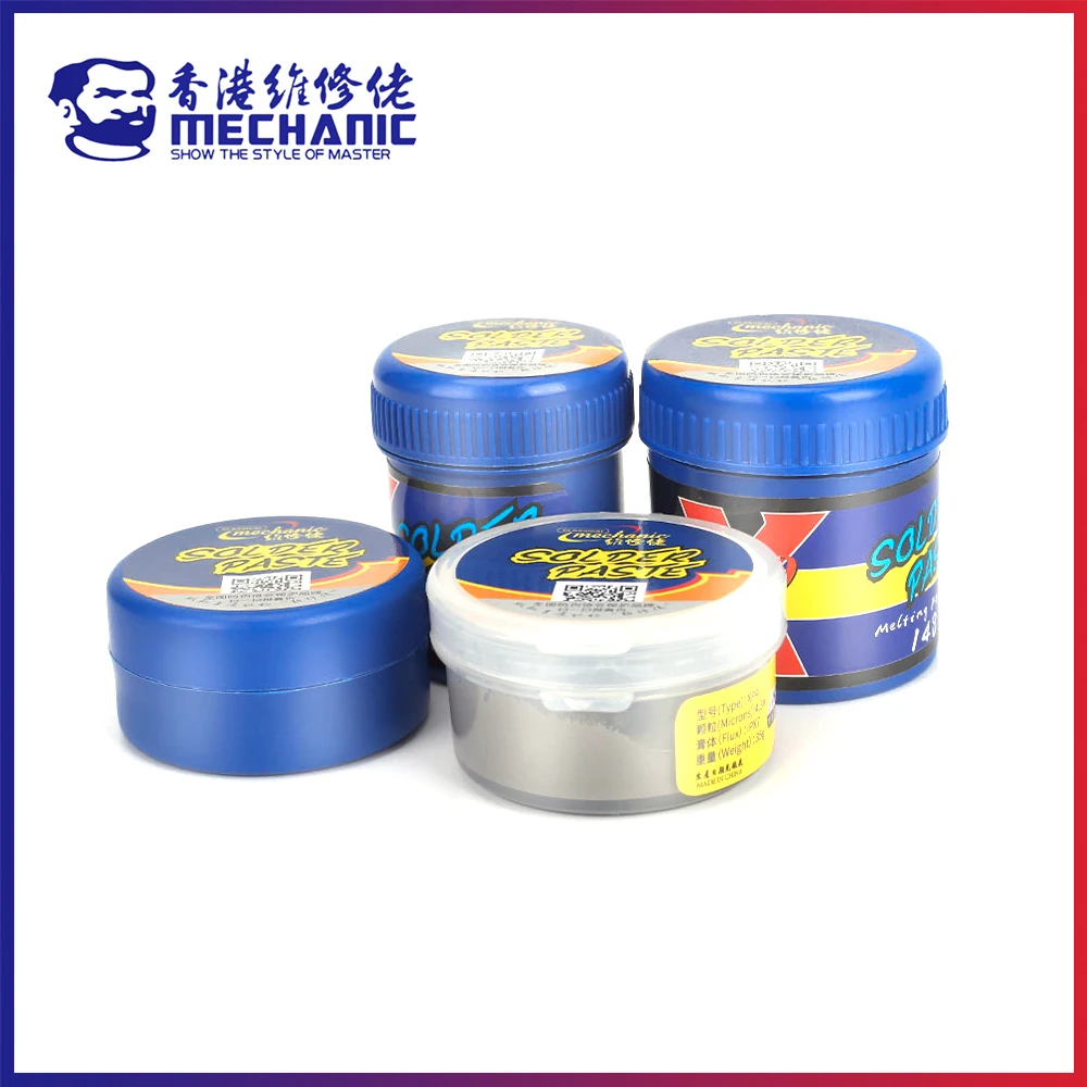 MECHANIC i Soldering XP Series Lead-free Solder Tin Paste 148 Low Temperature Sn42/Bi58 Weld Flux Paste For IPX/XS/XR/ MAX CPU
MECHANIC i Soldering XP Series Lead-free Solder Tin Paste 148 Low Temperature Sn42/Bi58 Weld Flux Paste For IPX/XS/XR/ MAX CPU