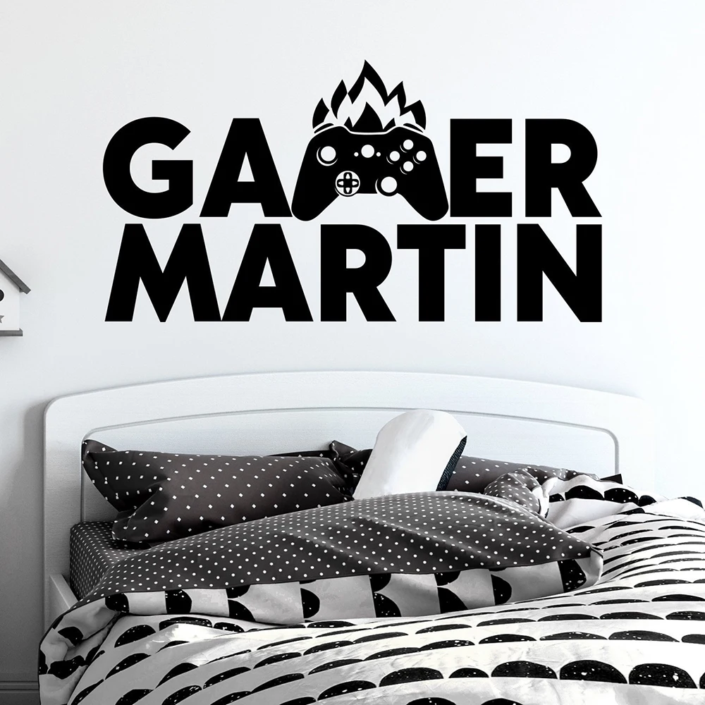 Custom Name wall Sticker boy name gamer stickers Vinyl video game Wall decals joystick for playroom Bedroom decor Poster X839
Custom Name wall Sticker boy name gamer stickers Vinyl video game Wall decals joystick for playroom Bedroom decor Poster X839